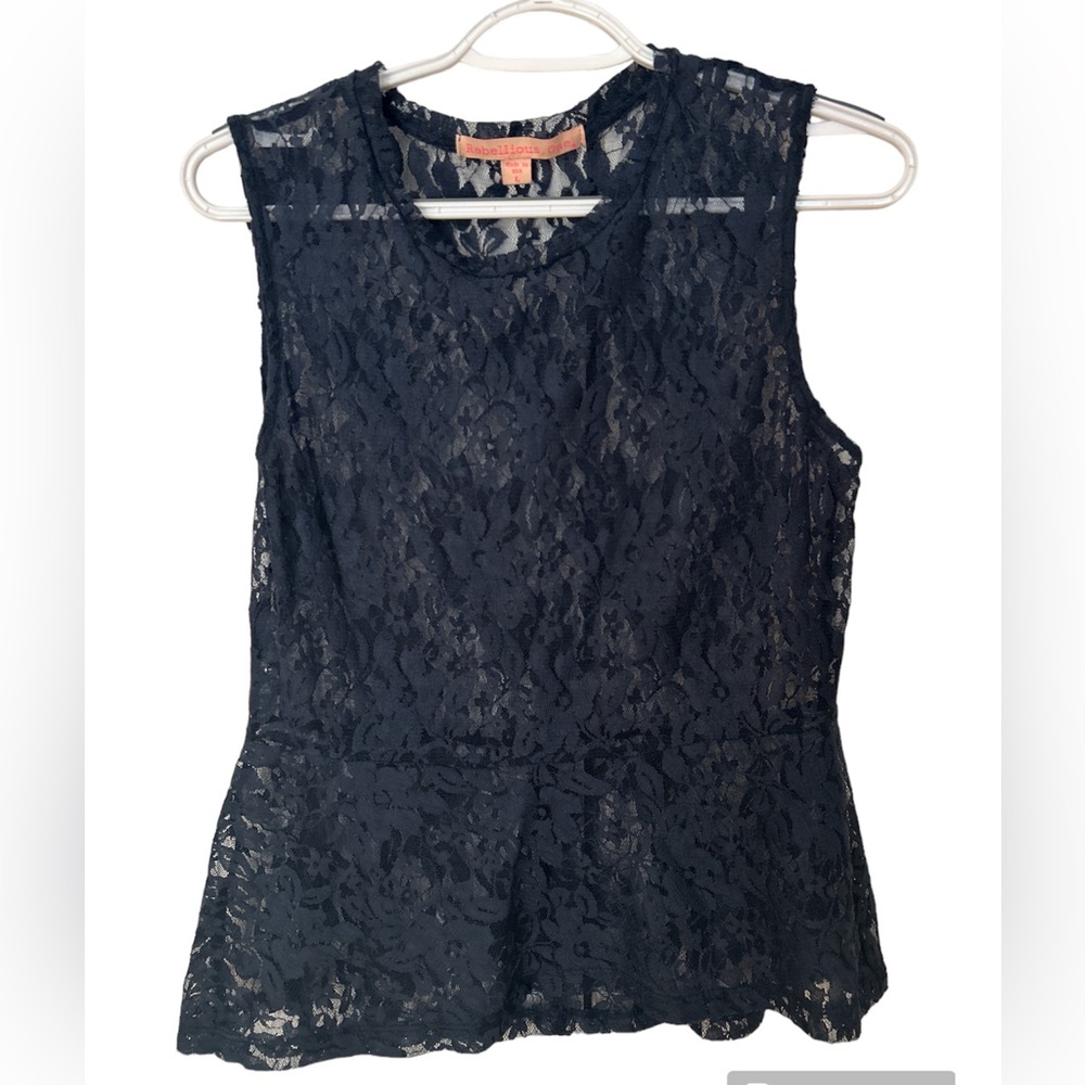 Rebellious One Size L Navy Lace Top